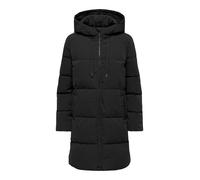 Steppmantel JDY "JDYBLAIR LONG HOOD PUFFER OTW SIJ", Damen, Gr. L, schwarz detail:contrast schwarz, Steppware, Obermaterial: 100% Polyester, unifarben, knieumspielend, Mäntel Steppmantel, Kunstfaser,