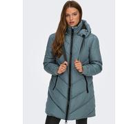 Steppmantel JDY "JDYSKYLAR LIFE HOOD JACKET OTW NOOS", Damen, Gr. M, grau (stormy weather detail:schwarz), Web, Obermaterial: 100% Polyester, unifarben, ca. Mitte Oberschenkel, Rippbündchen, Mäntel St