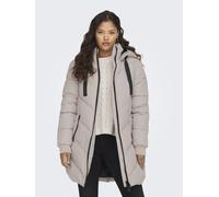 Steppmantel JDY "JDYSKYLAR LIFE HOOD JACKET OTW NOOS", Damen, Gr. XS, grau (chateau gray detail:schwarz), Web, Obermaterial: 100% Polyester, unifarben, ca. Mitte Oberschenkel, Rippbündchen, Mäntel Ste