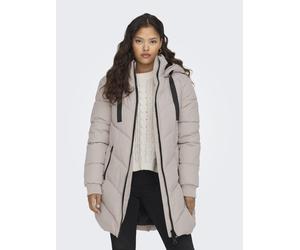 Steppmantel JDY "JDYSKYLAR LIFE HOOD JACKET OTW NOOS", Damen, Gr. XS, grau (chateau gray detail:schwarz), Web, Obermaterial: 100% Polyester, unifarben, ca. Mitte Oberschenkel, Rippbündchen, Mäntel Ste