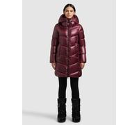 Steppmantel KHUJO "ADRIANA", Damen, Gr. M, rot (mahagoni rot), 100% Nylon, unifarben, regular fit hüftlang, eingesetzt elastischer Bund mit Windstopper, Mäntel Steppmantel (81069433-M) mahagoni rot