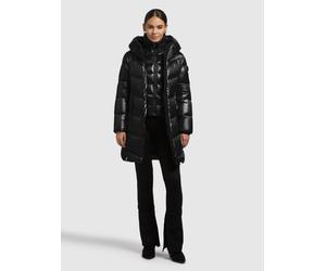 Steppmantel KHUJO "ADRIANA", Damen, Gr. M, schwarz, 100% Nylon, unifarben, regular fit hüftlang, eingesetzt elastischer Bund mit Windstopper, Mäntel Steppmantel (19837247-M) schwarz
