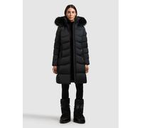 Steppmantel KHUJO "AKKIE", Damen, Gr. XS, schwarz (obrage grau), Twill, 100% Polyester, unifarben, regular fit knielang, eingesetzt gerader Abschluss mit innenliegendem Gummizug, Mäntel Steppmantel (4
