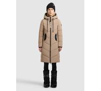 Steppmantel KHUJO "ARIBAY4 LIGHT", Damen, Gr. S, beige (cookie beige), 100% Polyester, unifarben, regular fit, eingesetzt elastischer Bund, Mäntel Steppmantel (12078953-S) cookie beige