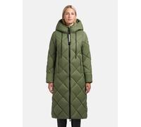 khujo Damen langer Wintermantel warmer Steppmantel mit 2-Wege-Reißverschluss und Schlüsselanhänger Cilia Fern Green Gr. XXL