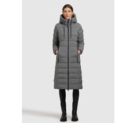 Steppmantel KHUJO "CLEO", Damen, Gr. XS, grau, 100% Polyester, unifarben, regular fit knielang, eingesetzt elastischer Bund, Mäntel Steppmantel (94478433-XS) grau