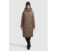 Steppmantel KHUJO "DAIRI", Damen, Gr. L, city taupe, 90% Polyester, 10% Elasthan, unifarben, regular fit knielang, eingesetzt elastischer Bund, Mäntel Steppmantel (20250443-L) city taupe