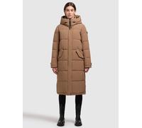 Steppmantel KHUJO "DAIRI", Damen, Gr. S, hellbraun, 90% Polyester, 10% Elasthan, unifarben, regular fit knielang, eingesetzt elastischer Bund mit Windstopper, Mäntel Steppmantel (13773101-S) hellbraun