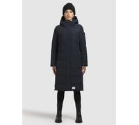 Steppmantel KHUJO "DANI2", Damen, Gr. XS, blau (dunkelblau), 73% Nylon, 27% Baumwolle, unifarben, regular fit knielang, eingesetzt elastischer Bund mit Windstopper, Mäntel Steppmantel (66896335-XS) du
