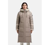 khujo Damen langer Wintermantel warmer Steppmantel Parka mit Plüsch-Elementen, innenliegendem Taillenzugband, Rucksackträgern und magnetischer Abdeckleiste Desna2 Greige Gr. XL