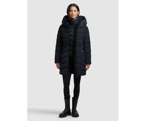 Steppmantel KHUJO "DIER 2IN1 (EINSATZ HERAUSNEHMBAR)", Damen, Gr. S, port blau, 100% Polyester, unifarben, regular fit hüftlang, eingesetzt elastischer Bund mit Windstopper, Mäntel Steppmantel (646932