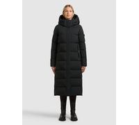 Steppmantel KHUJO "DOTE2", Damen, Gr. L, schwarz (obrage grau), 100% Polyester, unifarben, regular fit wadenlang, eingesetzt elastischer Bund mit Windstopper, Mäntel Steppmantel (82119453-L) obrage gr