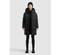 Steppmantel KHUJO "HAYA2 MATT", Damen, Gr. M, schwarz (obrage grau), 100% Polyester, unifarben, regular fit ca. Mitte Oberschenkel, eingesetzt elastischer Bund mit Windstopper, Mäntel Steppmantel (516