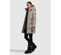 Steppmantel KHUJO "HAYA2 MATT", Damen, Gr. XXL, beige (greige), 100% Polyester, unifarben, regular fit ca. Mitte Oberschenkel, eingesetzt elastischer Bund mit Windstopper, Mäntel Steppmantel (14211600