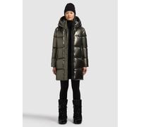 Steppmantel KHUJO "HAYA2 SHINY", Damen, Gr. XXL, mud braun, 100% Polyester, unifarben, regular fit ca. Mitte Oberschenkel, eingesetzt elastischer Bund mit Windstopper, Mäntel Steppmantel (93787425-XXL