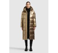 Steppmantel KHUJO "HEDD2", Damen, Gr. M, gold, 100% Polyester, unifarben, regular fit wadenlang, eingesetzt elastischer Bund mit Reißverschluss, Mäntel Steppmantel (81966506-M) gold