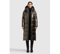 Steppmantel KHUJO "HEDD2", Damen, Gr. S, silber (cane braun), 100% Polyester, unifarben, regular fit wadenlang, eingesetzt elastischer Bund mit Reißverschluss, Mäntel Steppmantel (57355900-S) cane bra