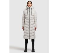 Steppmantel KHUJO "INGRAM3 MATT", Damen, Gr. XL, hellgrau, Web, 100% Polyester, unifarben, slim fit knielang, eingesetzt elastischer Bund mit Windstopper, Mäntel Steppmantel (77079345-XL) hellgrau