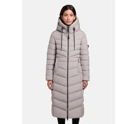 khujo Damen extralanger Wintermantel warmer Steppmantel mit hohem Kragen und Kapuze Ingram4-YM Blizzard Grey Gr. S