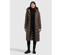 Steppmantel KHUJO "INGRAM5", Damen, Gr. S, braun (dull grün), 100% Polyester, unifarben, regular fit wadenlang, eingesetzt elastischer Bund mit Windstopper, Mäntel Steppmantel (42792128-S) dull grün