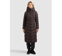 Steppmantel KHUJO "INGRAM6", Damen, Gr. L, braun (moody plum), Web, 100% Polyester, unifarben, regular fit wadenlang, eingesetzt elastischer Bund mit Windstopper, Mäntel Steppmantel (75286614-L) moody