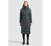 Steppmantel KHUJO "INGRAM6", Damen, Gr. L, grau (foam grün), Web, 100% Polyester, unifarben, regular fit wadenlang, eingesetzt elastischer Bund mit Windstopper, Mäntel Steppmantel (57426050-L) foam gr