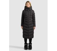 Steppmantel KHUJO "INGRAM6", Damen, Gr. XL, schwarz (steel depth grau), Web, 100% Polyester, unifarben, regular fit wadenlang, eingesetzt elastischer Bund mit Windstopper, Mäntel Steppmantel (29532900