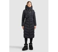 Steppmantel KHUJO "INGRAM6 WITH BAG", Damen, Gr. M, schwarz (nightfall navy), Web, 100% Polyester, unifarben, regular fit wadenlang, eingesetzt elastischer Bund, Mäntel Steppmantel (36981025-M) nightf