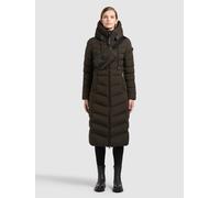 Steppmantel KHUJO "INGRAM6 WITH BAG", Damen, Gr. XS, braun (park grün), Web, 100% Polyester, unifarben, regular fit wadenlang, eingesetzt elastischer Bund, Mäntel Steppmantel (26769615-XS) park grün