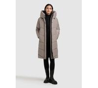Steppmantel KHUJO "JANGE2 MATT", Damen, Gr. L, greige, 100% Polyester, unifarben, regular fit knielang, eingesetzt elastischer Bund mit Windstopper, Mäntel Steppmantel (93660668-L) greige
