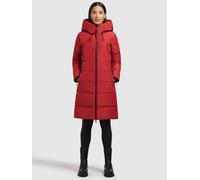 Steppmantel KHUJO "JILIAS4", Damen, Gr. S, rot, Web, 100% Polyester, unifarben, regular fit knielang, eingesetzt elastischer Bund mit Windstopper, Mäntel Steppmantel (27911622-S) rot