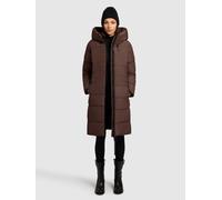 Steppmantel KHUJO "JILIAS5", Damen, Gr. S, braun (schwarz braun), 100% Polyester, unifarben, regular fit knielang, eingesetzt elastischer Bund, Mäntel Steppmantel (43070315-S) schwarz braun