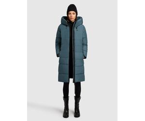 Steppmantel KHUJO "JILIAS5", Damen, Gr. XL, blau (dim blau), 100% Polyester, unifarben, regular fit knielang, eingesetzt elastischer Bund, Mäntel Steppmantel (88695429-XL) dim blau