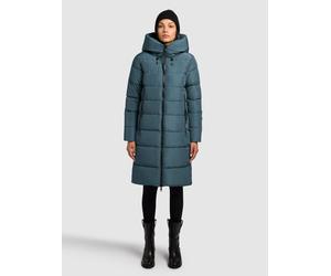 Steppmantel KHUJO "JILIAS5", Damen, Gr. XXL, dim blau, 100% Polyester, unifarben, regular fit knielang, eingesetzt elastischer Bund, Mäntel Steppmantel (88695429-XXL) dim blau