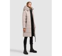 Steppmantel KHUJO "JILIAS6 MATT", Damen, Gr. M, beige (dusty beige), 100% Polyester, unifarben, regular fit knielang, eingesetzt elastischer Bund mit Windstopper, Mäntel Steppmantel (20811612-M) dusty
