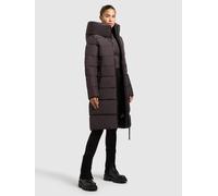 Steppmantel KHUJO "JILIAS6 MATT", Damen, Gr. S, braun (moody plum), 100% Polyester, unifarben, regular fit knielang, eingesetzt elastischer Bund mit Windstopper, Mäntel Steppmantel (84018964-S) moody