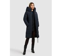 Steppmantel KHUJO "JILIAS6 MATT", Damen, Gr. XS, blau (port blau), 100% Polyester, unifarben, regular fit knielang, eingesetzt elastischer Bund mit Windstopper, Mäntel Steppmantel (50328602-XS) port b