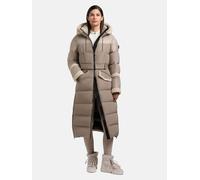 khujo Damen langer Wintermantel warmer Parka mit Plüsch-Elementen, Klettverschluss-Taillengürtel, innenliegenden Rucksack-Trägern, magnetischen Details und Gehschlitzen Julita2 Greige Gr. XL