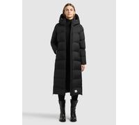 Steppmantel KHUJO "LAREA5", Damen, Gr. L, schwarz, Web, 100% Nylon, unifarben, regular fit wadenlang, eingesetzt elastischer Bund mit Windstopper, Mäntel Steppmantel (79089705-L) schwarz