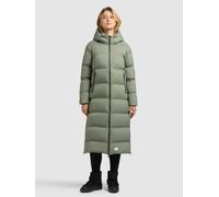 Steppmantel KHUJO "LAREA5", Damen, Gr. S, grün (muted grün), Web, 100% Nylon, unifarben, regular fit wadenlang, eingesetzt elastischer Bund mit Windstopper, Mäntel Steppmantel (41654767-S) muted grün
