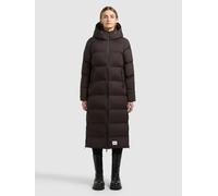 Steppmantel KHUJO "LAREA5", Damen, Gr. XS, braun (chocolate chip), Web, 100% Nylon, unifarben, regular fit wadenlang, eingesetzt elastischer Bund mit Windstopper, Mäntel Steppmantel (38798806-XS) choc