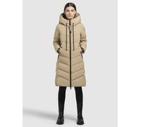 Steppmantel KHUJO "MIKIA2", Damen, Gr. S, sand, 100% Polyester, unifarben, regular fit knielang, eingesetzt elastischer Bund mit Windstopper, Mäntel Steppmantel (19503347-S) sand