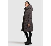 Steppmantel KHUJO "MIKIA3", Damen, Gr. XXL, graphite grau, 100% Polyester, unifarben, regular fit knielang, eingesetzt elastischer Bund mit Windstopper, Mäntel Steppmantel (46076353-XXL) graphite grau