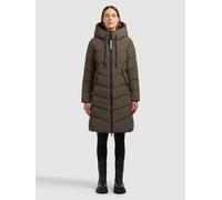 Steppmantel KHUJO "MIKIA4", Damen, Gr. L, braun (winter grün), Web, 100% Polyester, unifarben, regular fit knielang, eingesetzt elastischer Bund mit Windstopper, Mäntel Steppmantel (66821801-L) winter