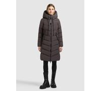 Steppmantel KHUJO "MIKIA4", Damen, Gr. M, braun (moody plum), Web, 100% Polyester, unifarben, regular fit knielang, eingesetzt elastischer Bund mit Windstopper, Mäntel Steppmantel (78213043-M) moody p