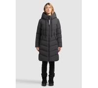 Steppmantel KHUJO "MIKIA4", Damen, Gr. S, schwarz (steel depth grau), Web, 100% Polyester, unifarben, regular fit knielang, eingesetzt elastischer Bund mit Windstopper, Mäntel Steppmantel (19139646-S)