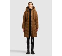 Steppmantel KHUJO "MIKIA4", Damen, Gr. XXL, braun (gingerbread braun), Web, 100% Polyester, unifarben, regular fit knielang, eingesetzt elastischer Bund mit Windstopper, Mäntel Steppmantel (99726662-X