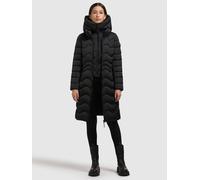 Steppmantel KHUJO "MIRA 2IN1 (EINSATZ HERAUSNEHMBAR)", Damen, Gr. XXL, schwarz (obrage grau), Twill, 100% Polyester, unifarben, regular fit knielang, eingesetzt gerader Abschluss mit Reißverschluss, M