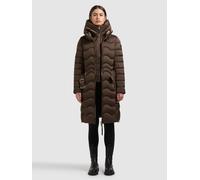 Steppmantel KHUJO "MIRA2 - 2IN1 (EINSATZ HERAUSNEHMBAR)", Damen, Gr. M, chocolate braun, Web, 100% Polyester, glänzend, slim fit knielang, eingesetzt gerader Abschluss mit Reißverschluss, Mäntel Stepp