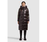 Steppmantel KHUJO "NASHI 2IN1 (EINSATZ HERAUSNEHMBAR)", Damen, Gr. S, braun (moody plum), 100% Nylon, unifarben, regular fit knielang, eingesetzt elastischer Bund mit Windstopper, Mäntel Steppmantel (